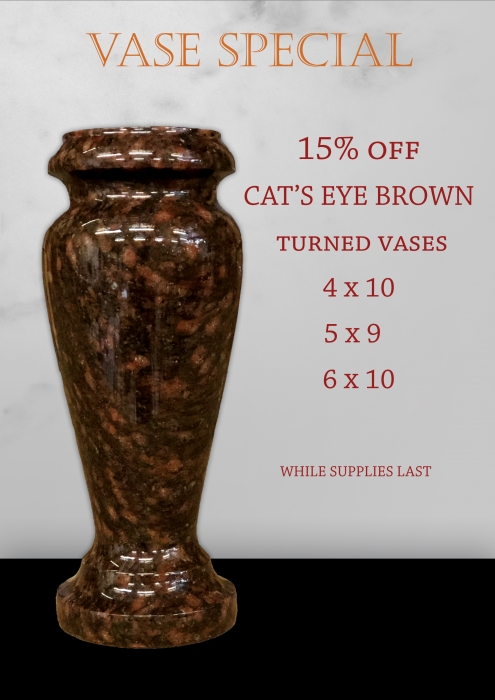 Roquemore Marble And Granite Cat S Eye Brown Turned Vase Special