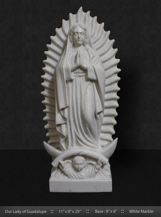 White Marble Our Lady of Guadalupe 24”